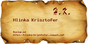 Hlinka Krisztofer névjegykártya